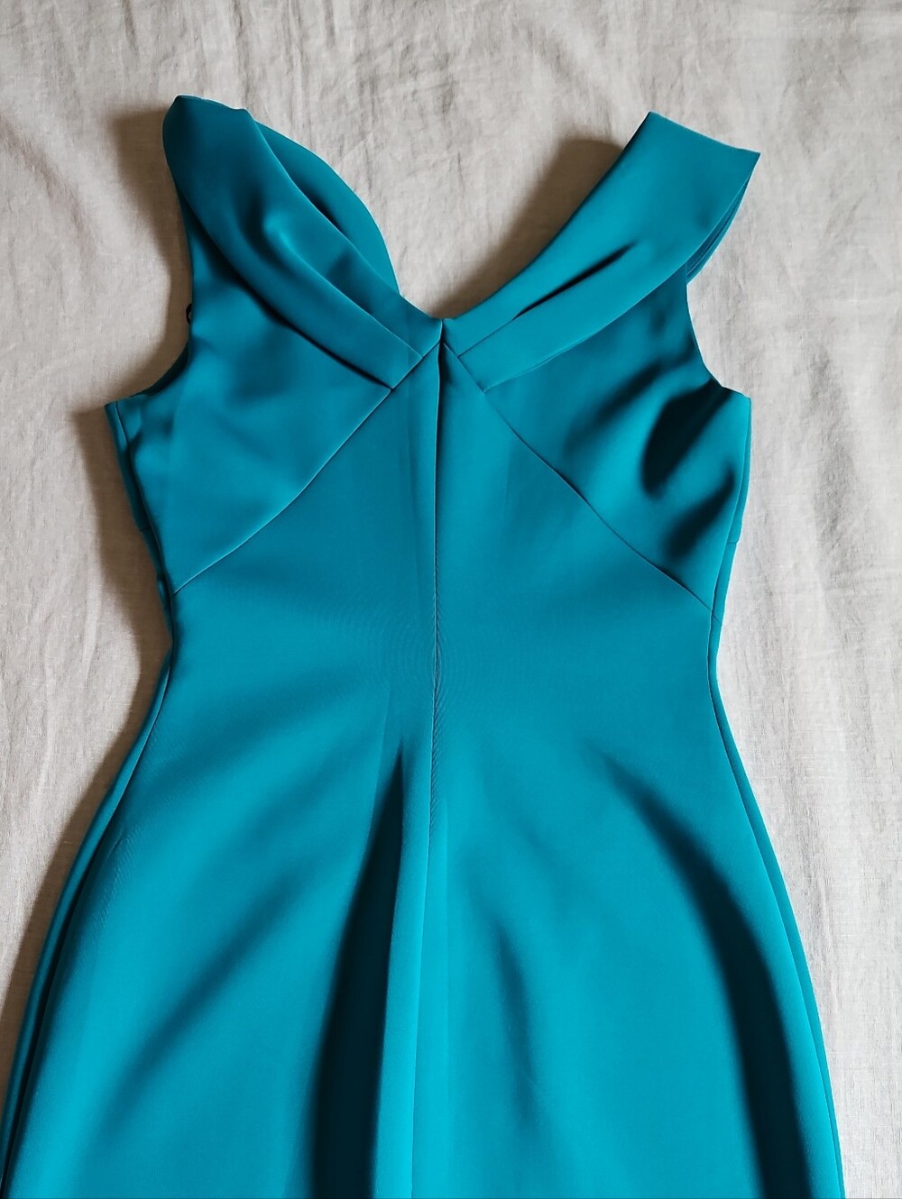 Calvin Klein Teal Sheath Sleeveless Dress With V-Neck Full Zipper Size 4 - Picture 11 of 16